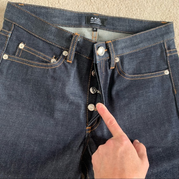 A.P.C. New Cure H Jean Tres Etroit Dark Wash Super Slim Raw Japanese Denim - Picture 7 of 12